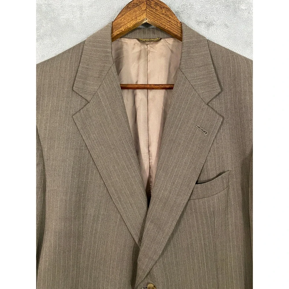 Hart Schaffner Marx Blazer Mens 40R Brown Gold Trumpeter Pinstripe Wool Jacket